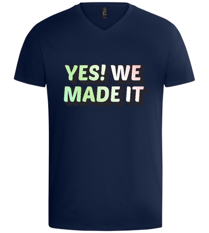 Yes! We Made It Design - Basic men's v-neck t-shirt_MARINE_front