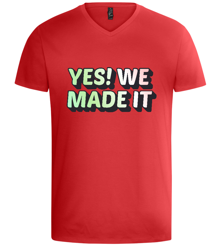 Yes! We Made It Design - Basic men's v-neck t-shirt_RED_front