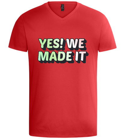 Yes! We Made It Design - Basic men's v-neck t-shirt_RED_front