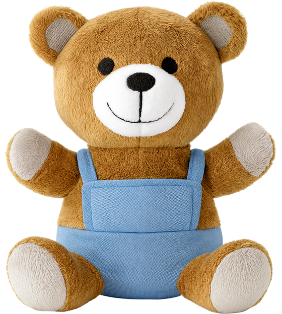 Teddy Bear Plush with Dungarees_BLUE_front