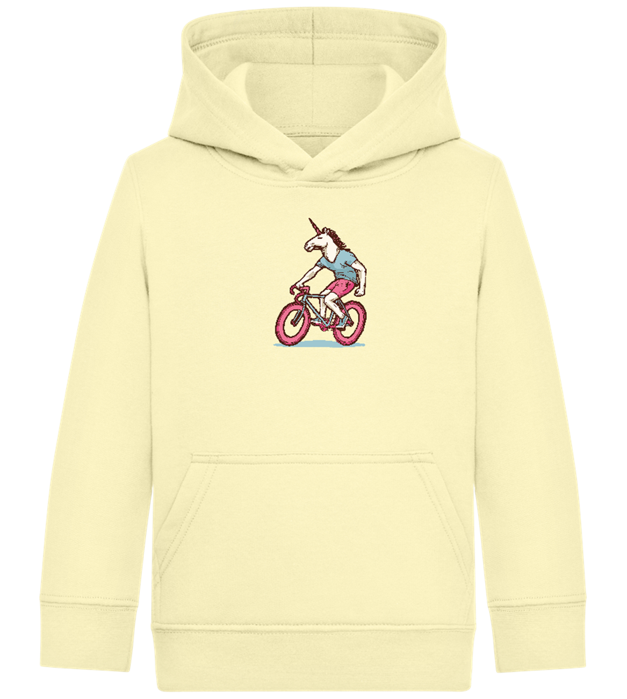 Unicorn On Bicycle Design - Comfort Kids Hoodie_AMARELO CLARO_front