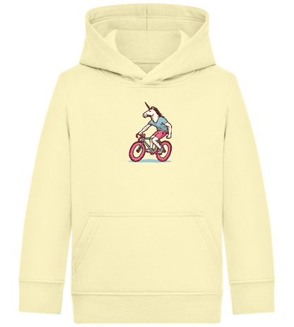 Unicorn On Bicycle Design - Comfort Kids Hoodie_AMARELO CLARO_front