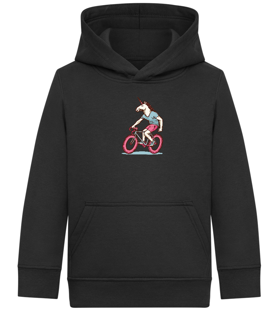 Unicorn On Bicycle Design - Comfort Kids Hoodie_BLACK_front