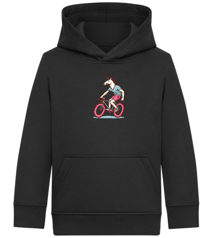 Unicorn On Bicycle Design - Comfort Kids Hoodie_BLACK_front