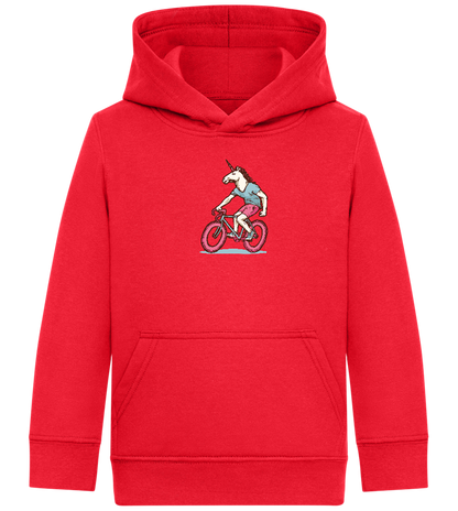 Unicorn On Bicycle Design - Comfort Kids Hoodie_BRIGHT RED_front