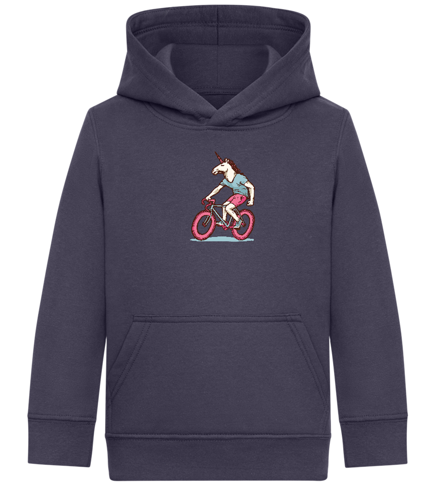 Unicorn On Bicycle Design - Comfort Kids Hoodie_FRENCH NAVY_front