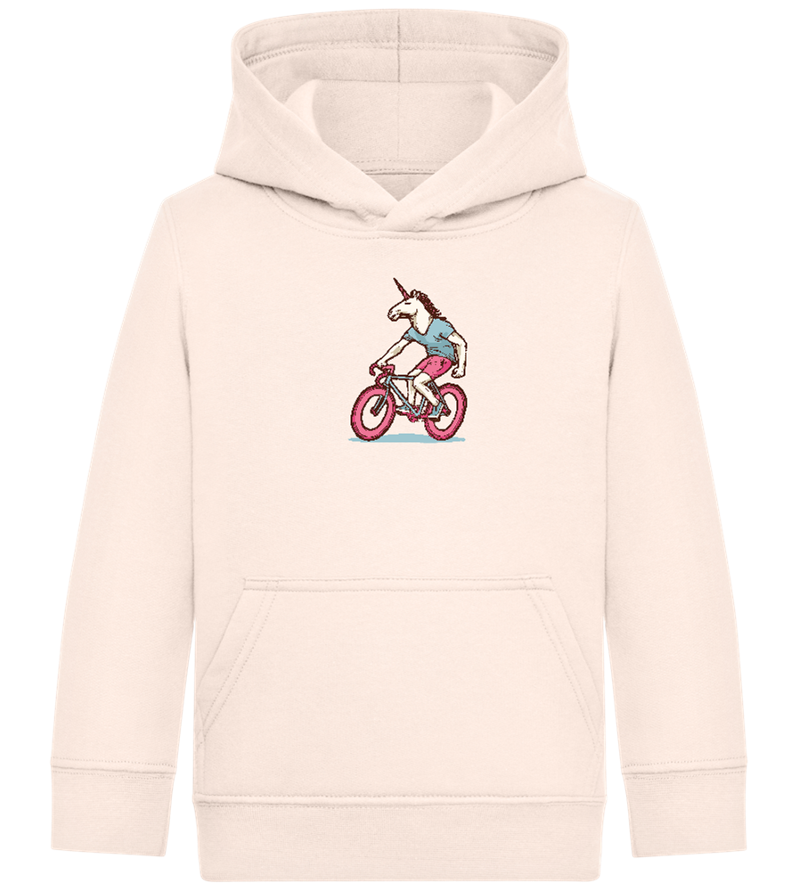 Unicorn On Bicycle Design - Comfort Kids Hoodie_LIGHT PEACH ROSE_front