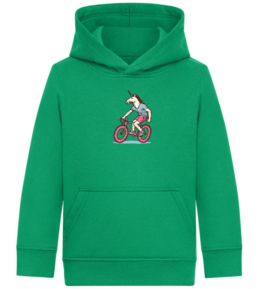 Unicorn On Bicycle Design - Comfort Kids Hoodie_MEADOW GREEN_front