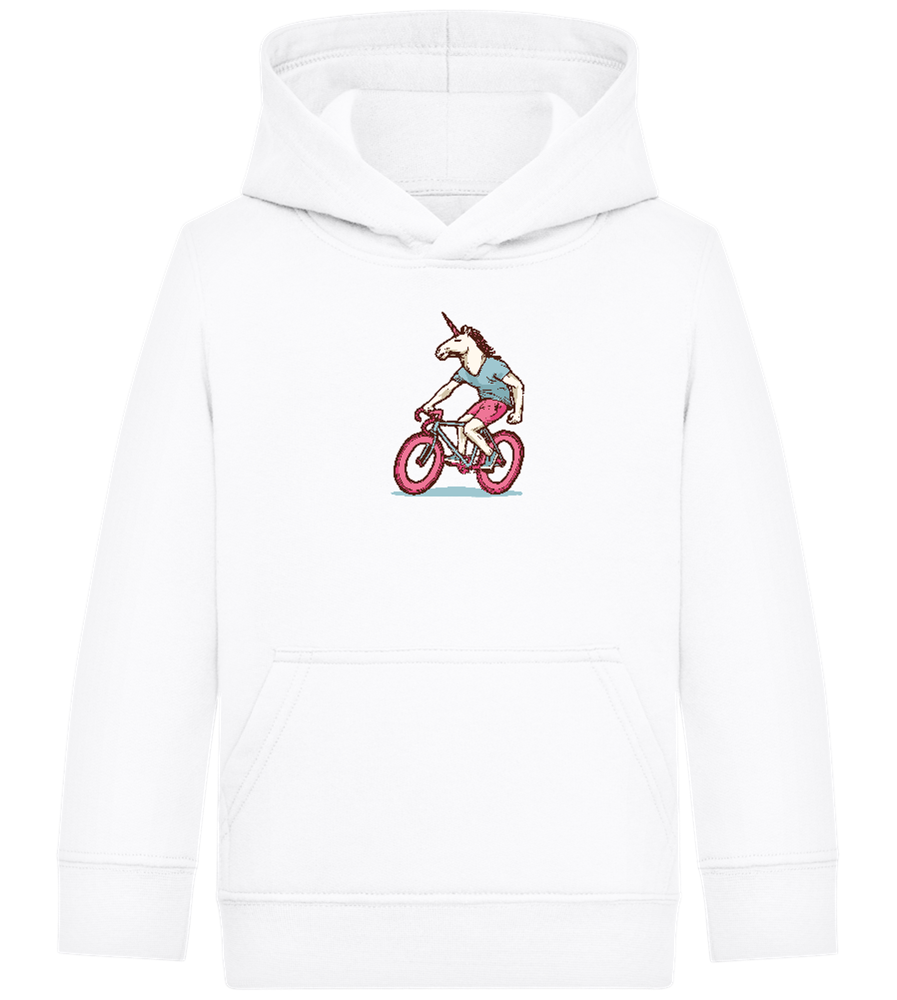 Unicorn On Bicycle Design - Comfort Kids Hoodie_WHITE_front