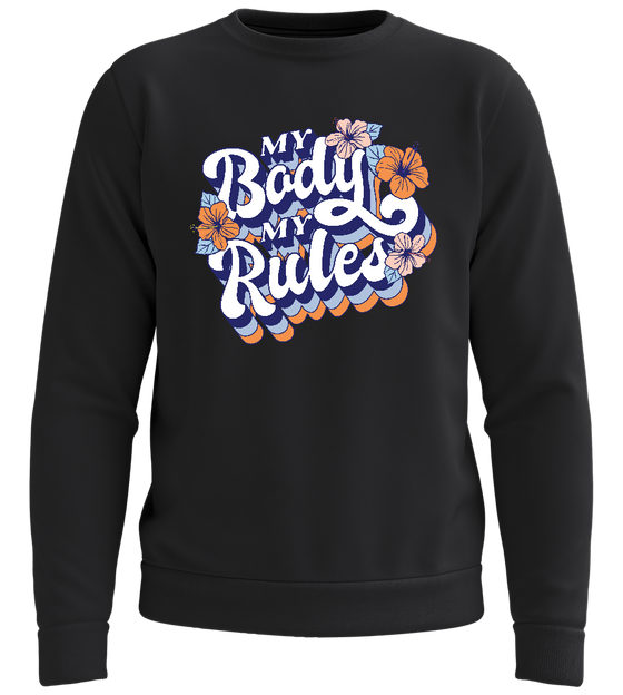 My Body My Rules Design - Comfort unisex sweater_BLACK_front