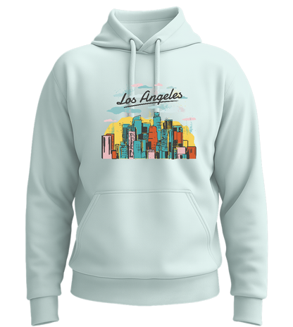 Los Angeles City Skyline Design - Premium Essential Unisex Hoodie_ARCTIC BLUE_front