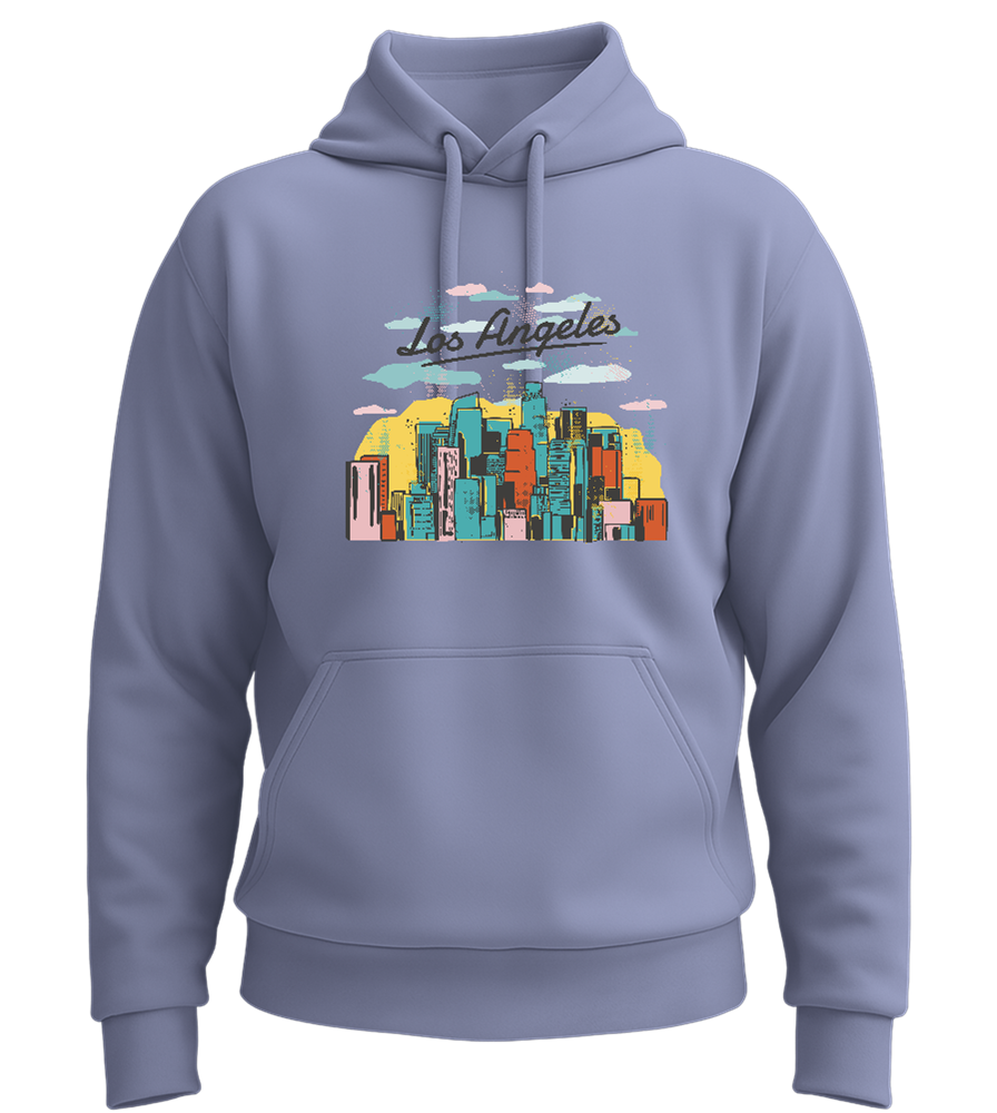 Los Angeles City Skyline Design - Premium Essential Unisex Hoodie_BLUE_front