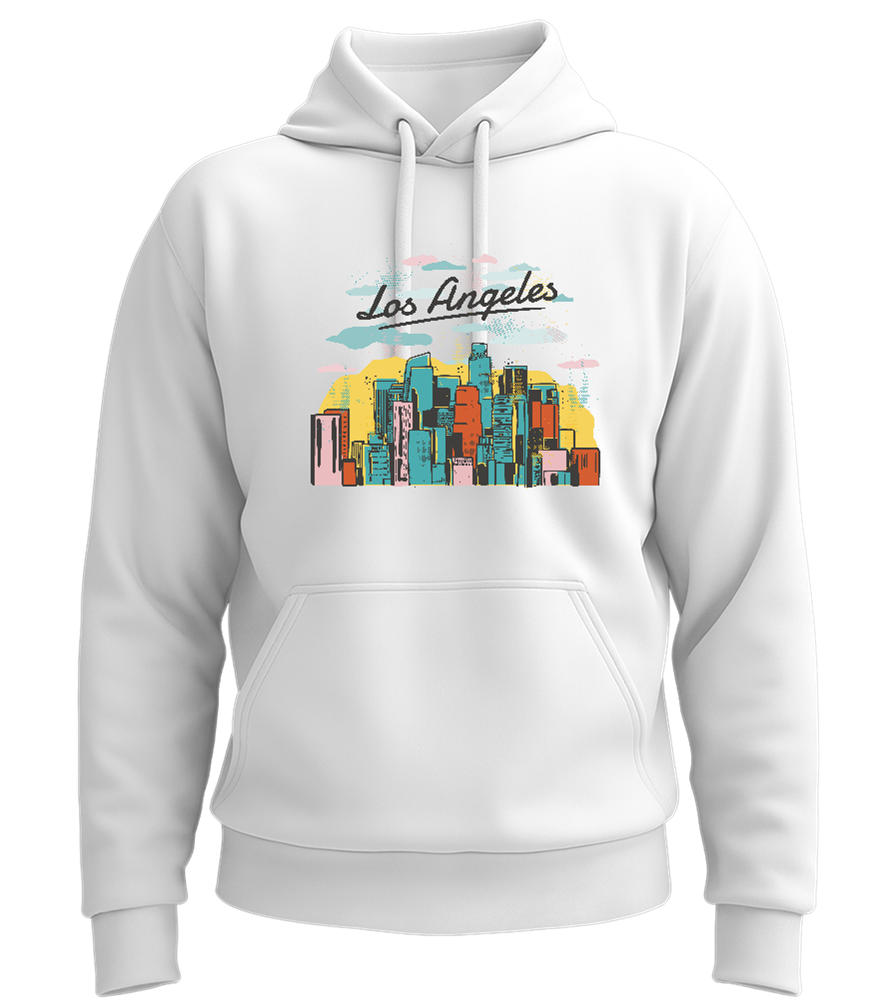 Los Angeles City Skyline Design - Premium Essential Unisex Hoodie_WHITE_front