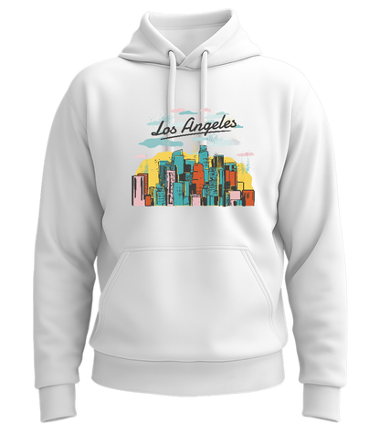 Los Angeles City Skyline Design - Premium Essential Unisex Hoodie_WHITE_front