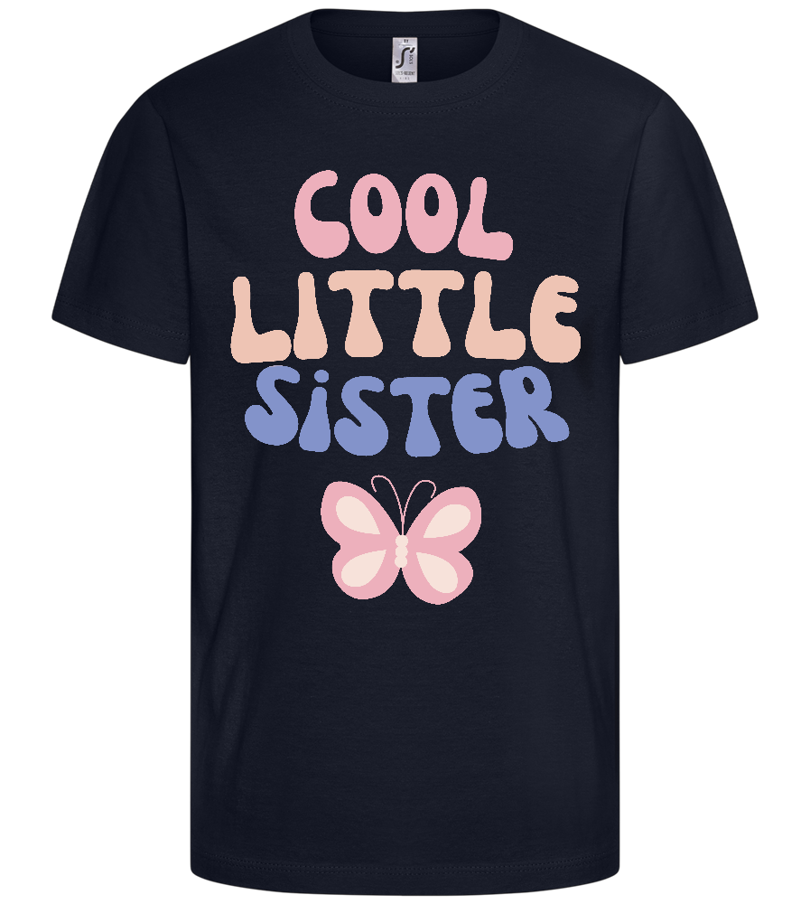 Cool Little Sister Pastel Butterfly Design - Basic kids t-shirt_FRENCH NAVY_front