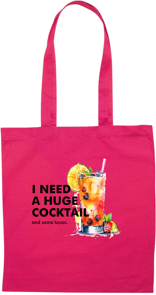 A Huge Cocktail Design - Premium colored cotton tote bag_FUCHSIA_front