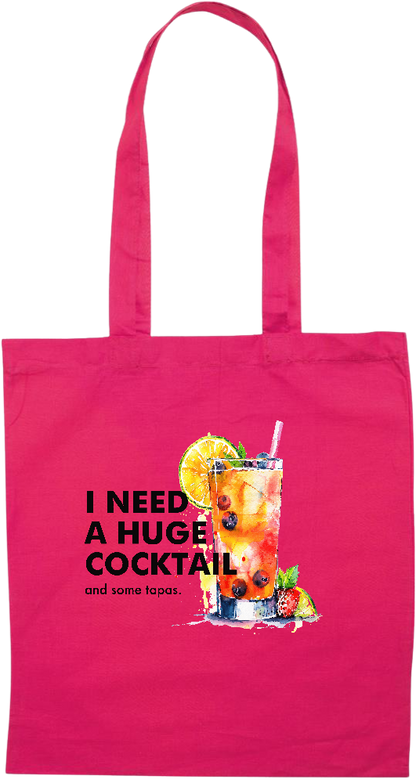 A Huge Cocktail Design - Premium colored cotton tote bag_FUCHSIA_front