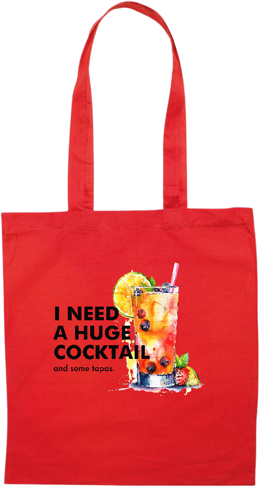 A Huge Cocktail Design - Premium colored cotton tote bag_RED_front