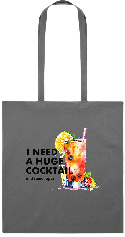 A Huge Cocktail Design - Premium colored cotton tote bag_STONE GREY_front