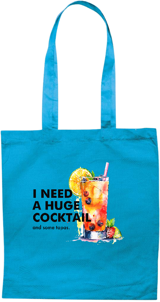 A Huge Cocktail Design - Premium colored cotton tote bag_TURQUOISE_front