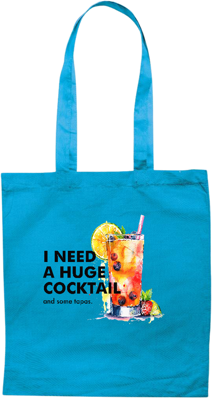 A Huge Cocktail Design - Premium colored cotton tote bag_TURQUOISE_front