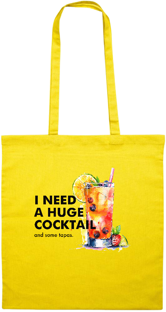 A Huge Cocktail Design - Premium colored cotton tote bag_YELLOW_front