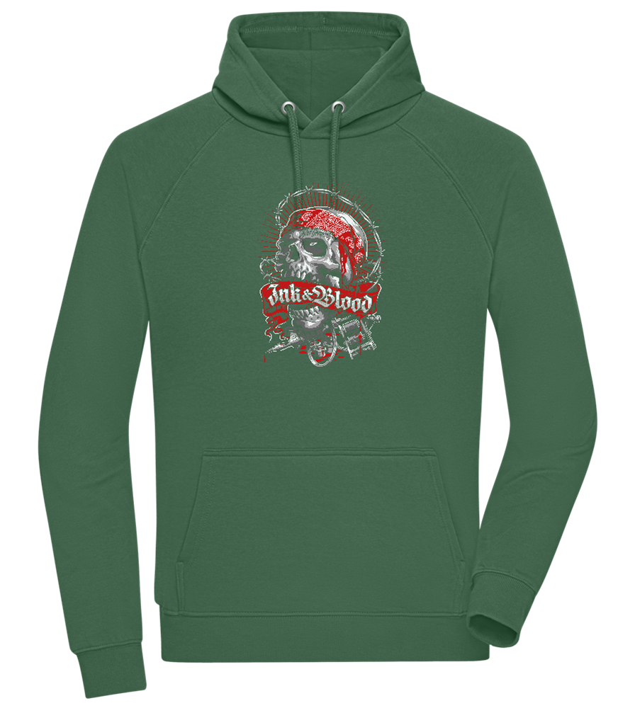 Ink And Blood Skull Design - Comfort unisex hoodie_GREEN BOTTLE_front