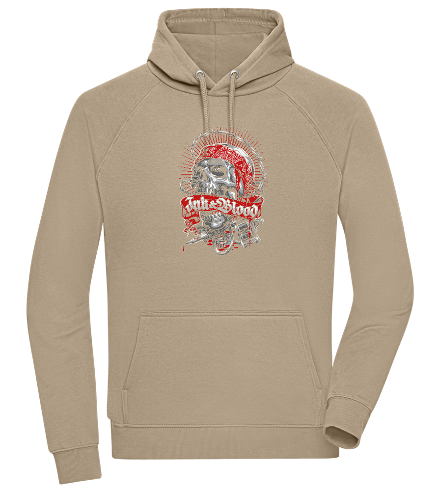 Ink And Blood Skull Design - Comfort unisex hoodie_KHAKI_front