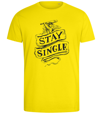 Stay Single Design - Comfort men's fitted t-shirt_YELLOW_front