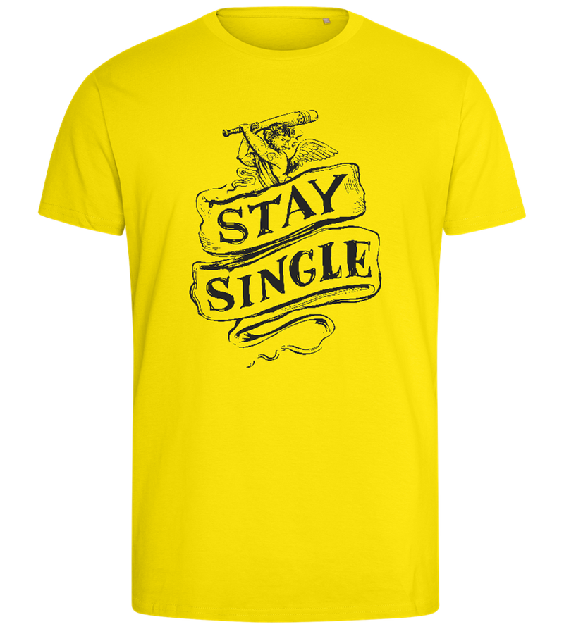 Stay Single Design - Comfort men's fitted t-shirt_YELLOW_front