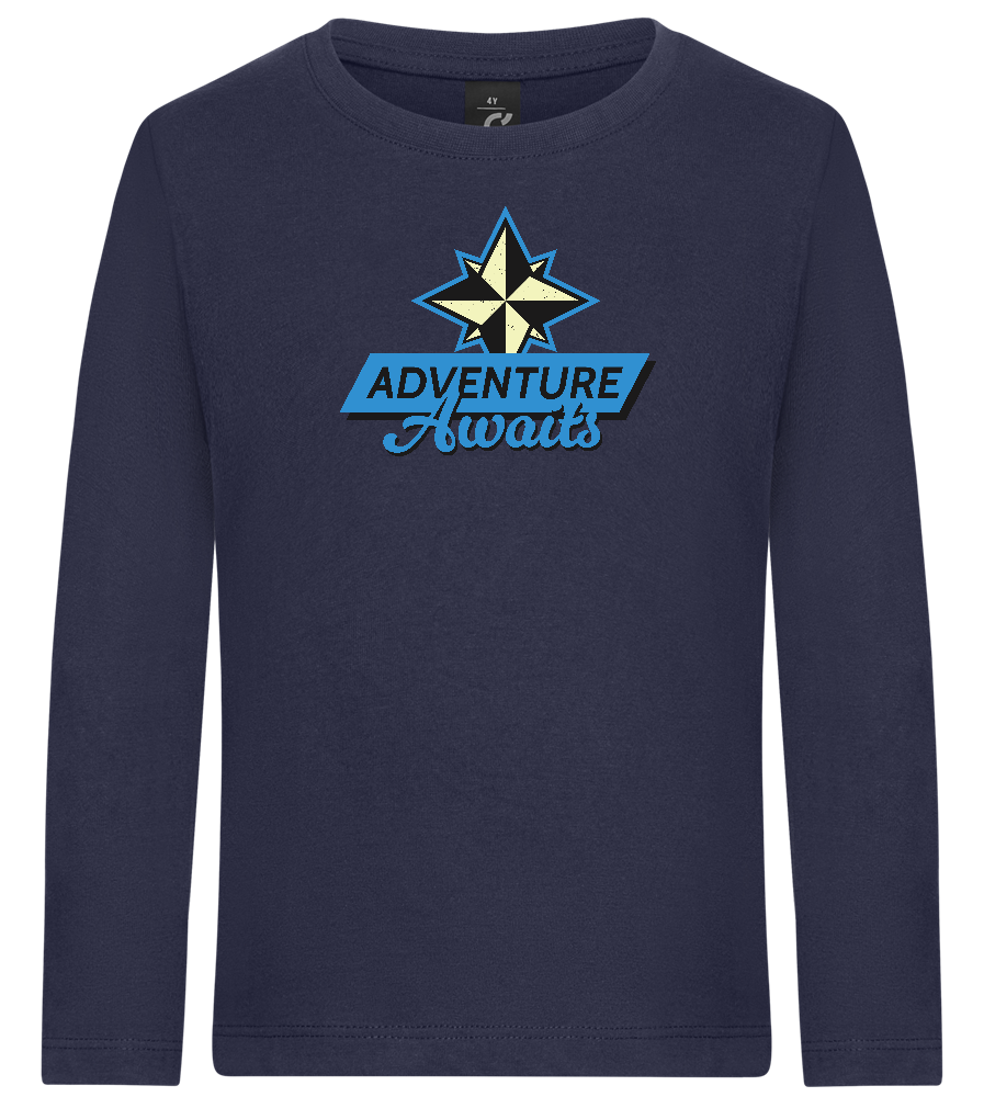Adventure Awaits Design - Premium kids long sleeve t-shirt_FRENCH NAVY_front