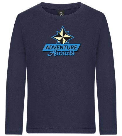 Adventure Awaits Design - Premium kids long sleeve t-shirt_FRENCH NAVY_front