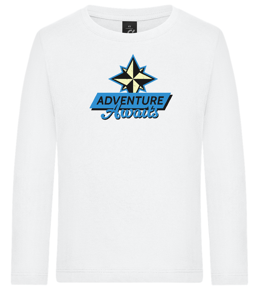 Adventure Awaits Design - Premium kids long sleeve t-shirt_WHITE_front