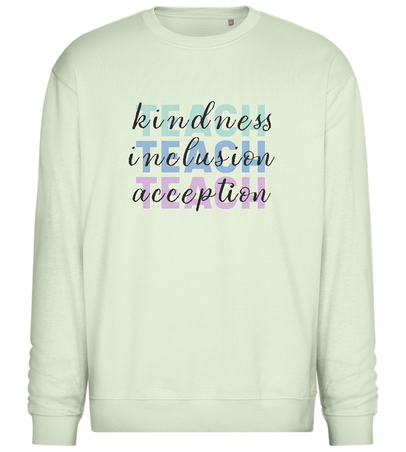 Kindness Inclusion Acception Design - Comfort Essential Unisex Sweater_CREAMY GREEN_front