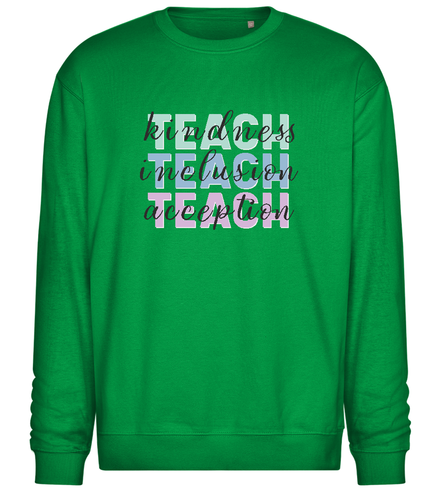 Kindness Inclusion Acception Design - Comfort Essential Unisex Sweater_MEADOW GREEN_front