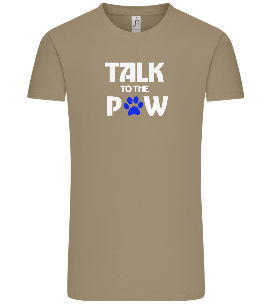 Talk to the Paw Design - Comfort Unisex T-Shirt_KHAKI_front