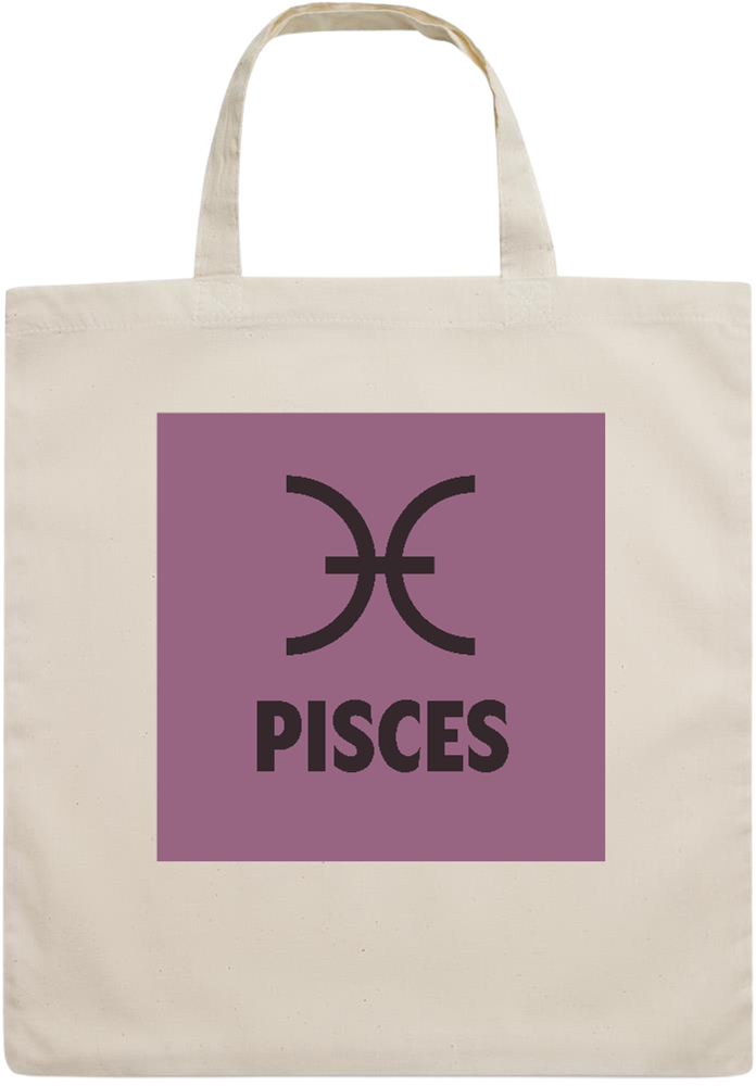 Zodiac Pisces Design - Essential short handle cotton tote bag_BEIGE_front