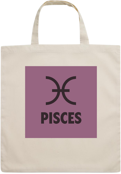 Zodiac Pisces Design - Essential short handle cotton tote bag_BEIGE_front