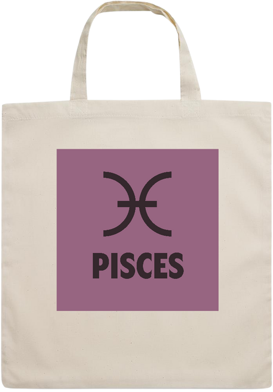 Zodiac Pisces Design - Essential short handle cotton tote bag_BEIGE_front