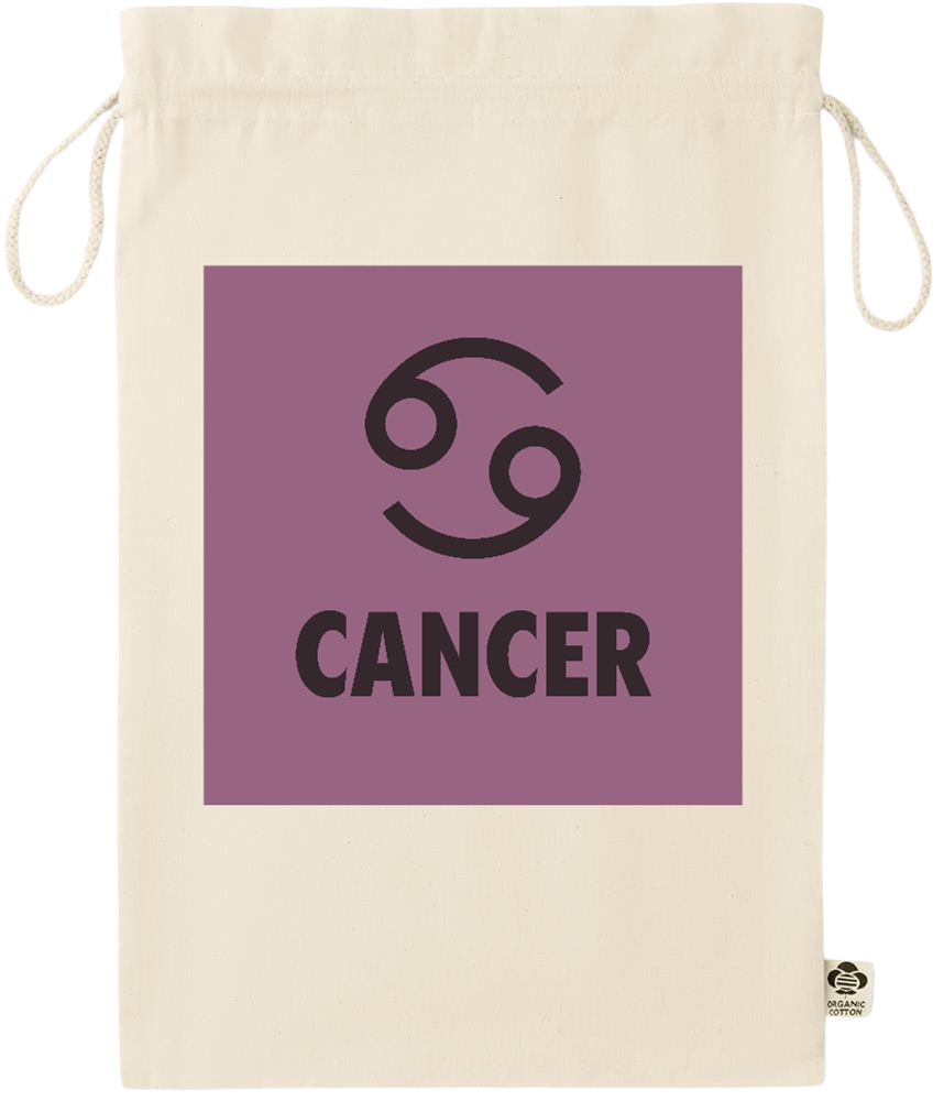 Zodiac Cancer Design - Essential large organic drawcord gift bag_BEIGE_front