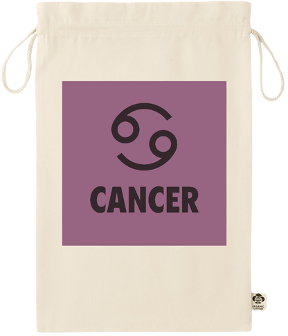 Zodiac Cancer Design - Essential large organic drawcord gift bag_BEIGE_front