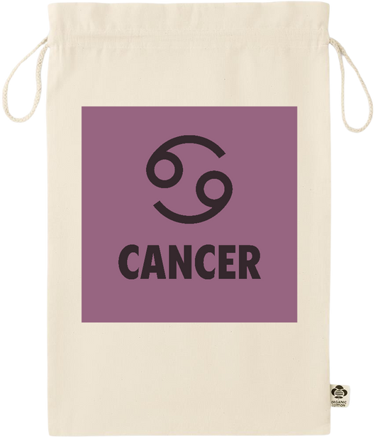 Zodiac Cancer Design - Essential large organic drawcord gift bag_BEIGE_front