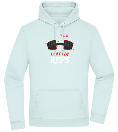 Death By Reps Barbell Design - Premium Essential Unisex Hoodie_ARCTIC BLUE_front