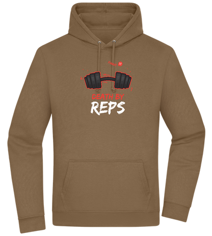 Death By Reps Barbell Design - Premium Essential Unisex Hoodie_ARMY_front