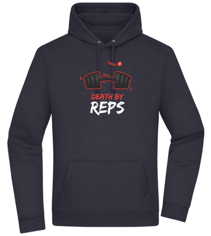 Death By Reps Barbell Design - Premium Essential Unisex Hoodie_FRENCH NAVY_front