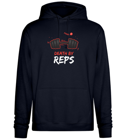 Death By Reps Barbell Design - Premium Essential Unisex Hoodie_FRENCH NAVY_front