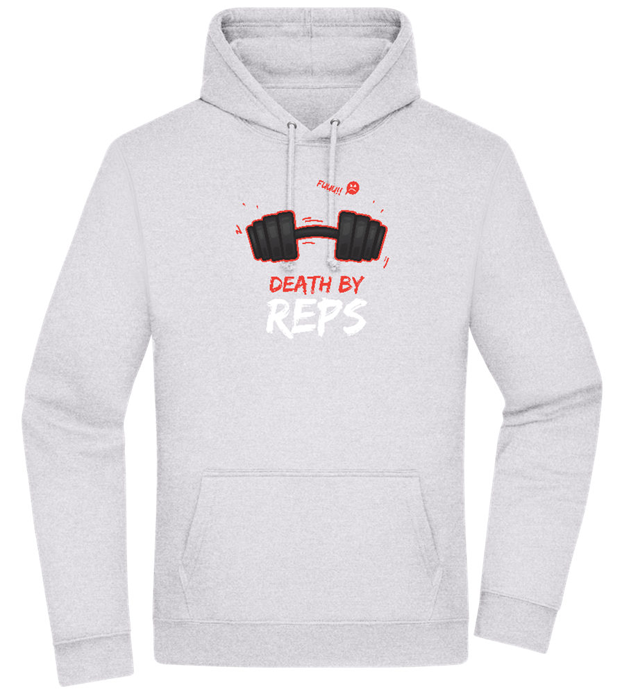 Death By Reps Barbell Design - Premium Essential Unisex Hoodie_ORION GREY II_front