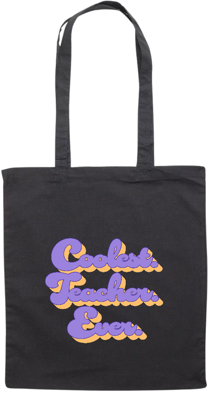 Coolest Teacher Ever Design - Premium colored cotton tote bag_BLACK_front