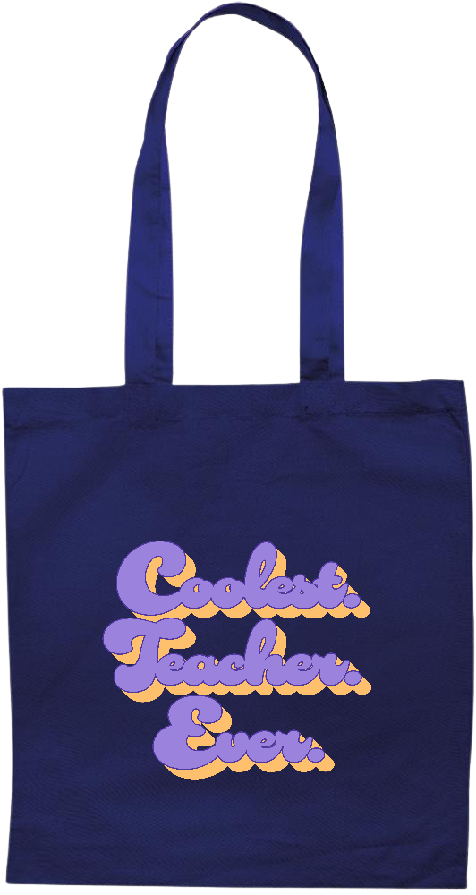 Coolest Teacher Ever Design - Premium colored cotton tote bag_BLUE_front