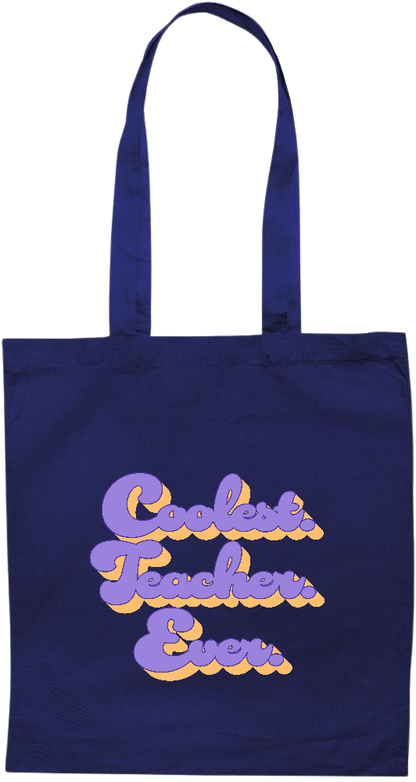 Coolest Teacher Ever Design - Premium colored cotton tote bag_BLUE_front